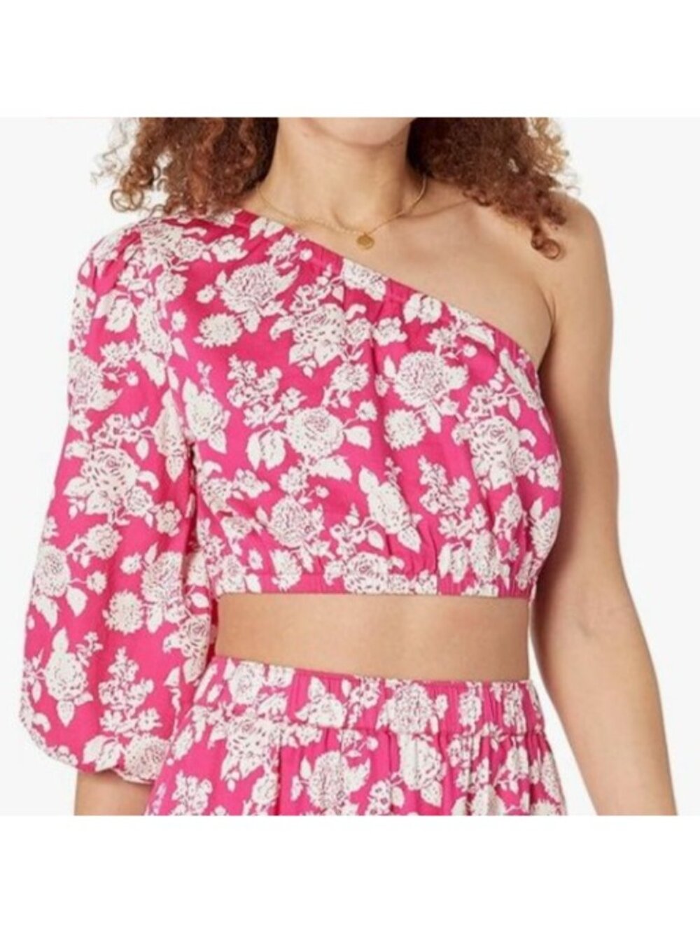 The Drop Anupa Cropped‎ Top Shirt Womens Medium Hot Pink New One Shoulder